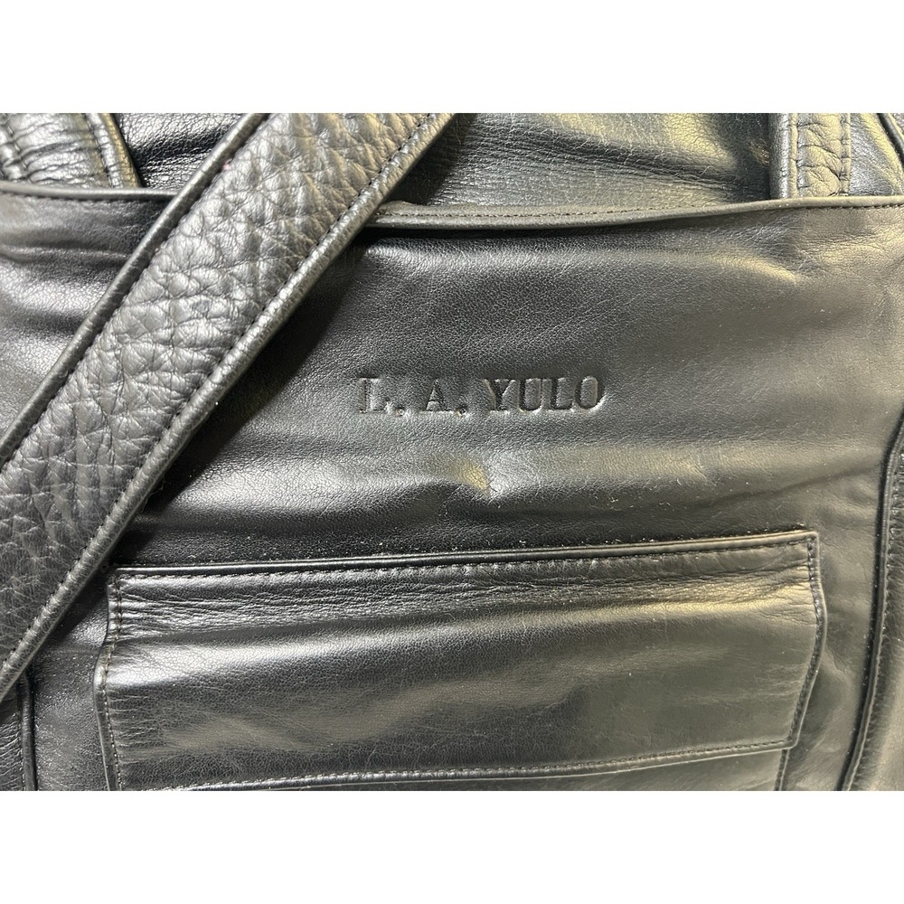 Vintage Stuart Kern America Leather Duffel Bag Black Large LA YULO Private Club - Picture 2 of 16